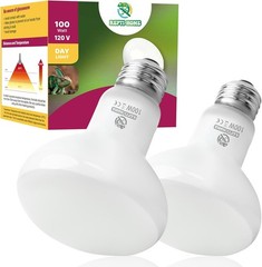 Reptile Heat Lamp Bulbs 2-Pack 100W – Natural Sunlight Simulation for Basking