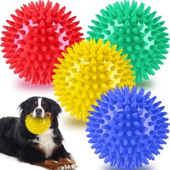 4 Pack 4.5” Heavy Duty Squeaky Dog for Medium Large Dogs, Spikey Dog Toys for…