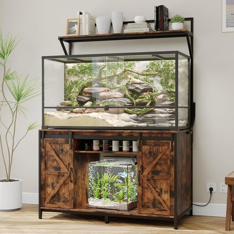 Reptile Tank Stand 40 to 120 Gallon Terrarium W/ Storage Power Outlets New