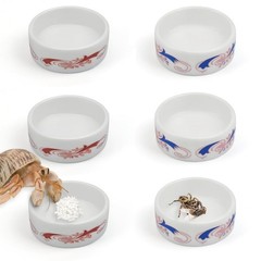 4 Pack Colorful Ceramic Water Bowls, Mini Reptile Food Dishes for Hermit Crab…