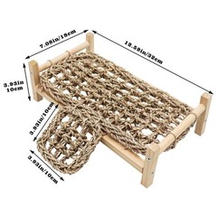 Dnoifne Bearded Dragon Bed with Climbing Ramp – Natural Wood and Seagrass Ham…
