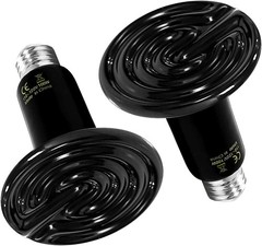 Reptile Heat Lamp 100W 2-Pack Ceramic Heat Emitter, No Light Emitting Heat Bulbs