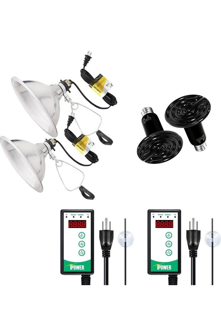 2 Lamps Simple Deluxe 150W Reptile Ceramic Heat Bulb with 8.5 Inch Clamp Lamp