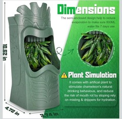 🦎 ECKPO Chameleon Water Feeder Fountain – GREEN – Silent Pump, Filtered Drip –