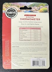 Thrive All Reptiles Digital Thermometer, Helps Monitor Habitat Temperature