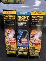 10Pc Reptile Lot – Daytime & Night Heat Lamps, 150W Infrared Basking, Food Lists