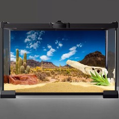 AWERT 36×18 inches Reptile Habitat Background Blue Sky Oasis Cactus Desert Terra