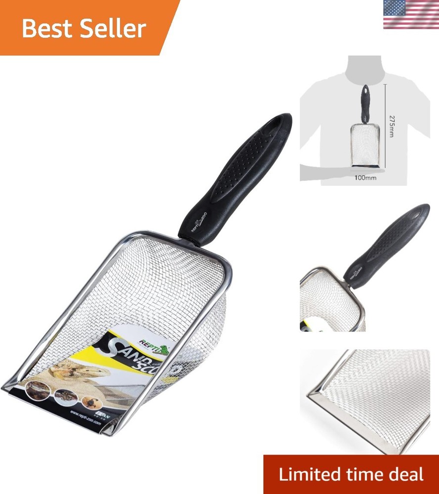 Stainless Steel Reptile Shovel – Fine Mesh Litter Scoop for Terrariums