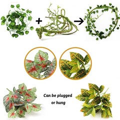 QUOZUO Reptile Plants, Terrarium Hanging Plant Vines Artificial Leaves Reptil…