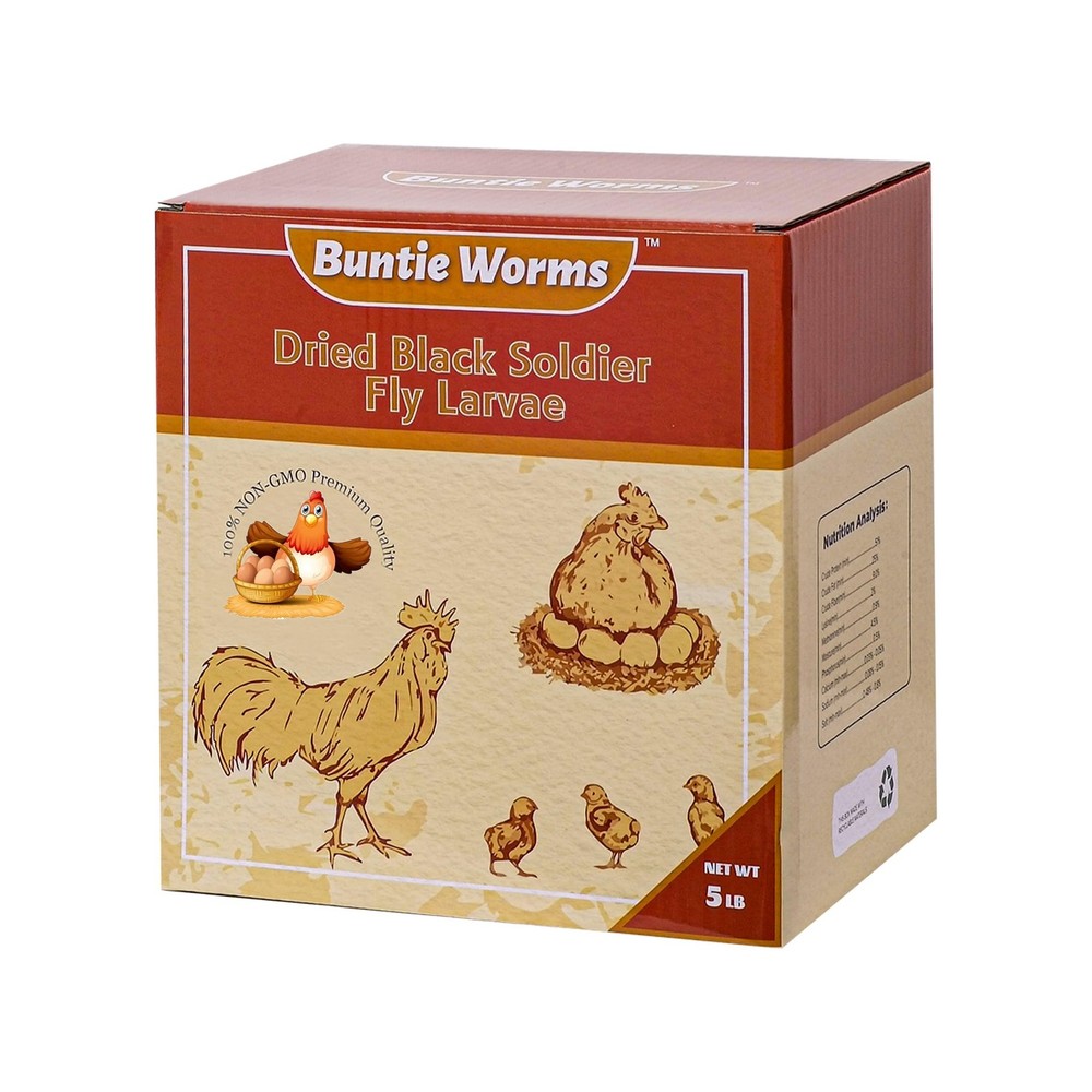 BUNTIE WORMS Dried Black Soldier Fly Larvae 5LB, 5 Pound (Pack of 1), YELLOW