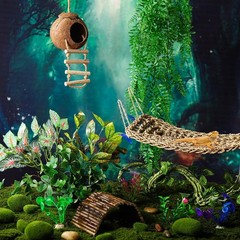 18 Pcs Bearded Dragon Tank Accessories Reptile Bridge Hammock Plants Bridge