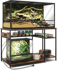 Reptile Tank Stand with Power Outlets，48″ X 24″ Tabletop Fits up to 120 Gallon B