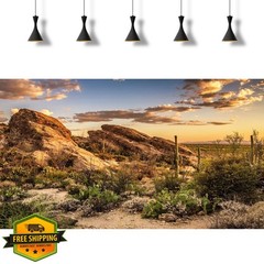 2pk 36x18in Reptile Tank Background Desert Mountain Cacti Scene