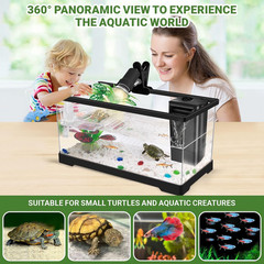 Aquatic Turtle Tank Kit+Lamp+Filter, Upgrade PC Turtle Tank Starter Kit with Adj