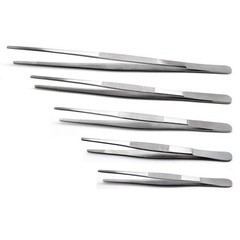 5-Piece Tweezer Set Long Metal Tongs Serrated Forceps – FEITA Silver – 5pcs