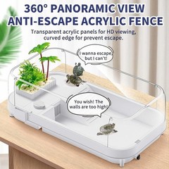 Multi-Level Turtle Tank W/ Acrylic Fences Easy Clean Reptile Habitat Accessories