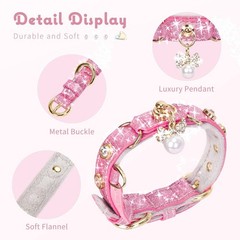 PetsHome Cat Collar, Dog Collar, [Bling Rhinestones] PU Leather Adjustable Pe…