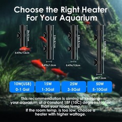 Mini Aquarium Heater 15W Super Small Fish Tank Heater with Digital Display Th…