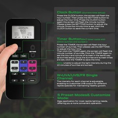 LED Reptiles Light with Remote, UVA UVB FR Lamp for Rainforest & Desert Reptiles