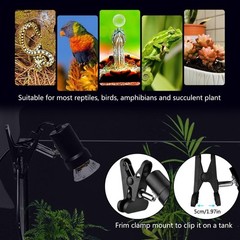 50W Reptile Heat Lamp UVA UVB Basking Light for Bearded Dragon Turtle Lizard Amp