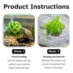 Turtle Feeding Ball with Suction Cup, Silicone Foraging Toy, Interactive Turt…