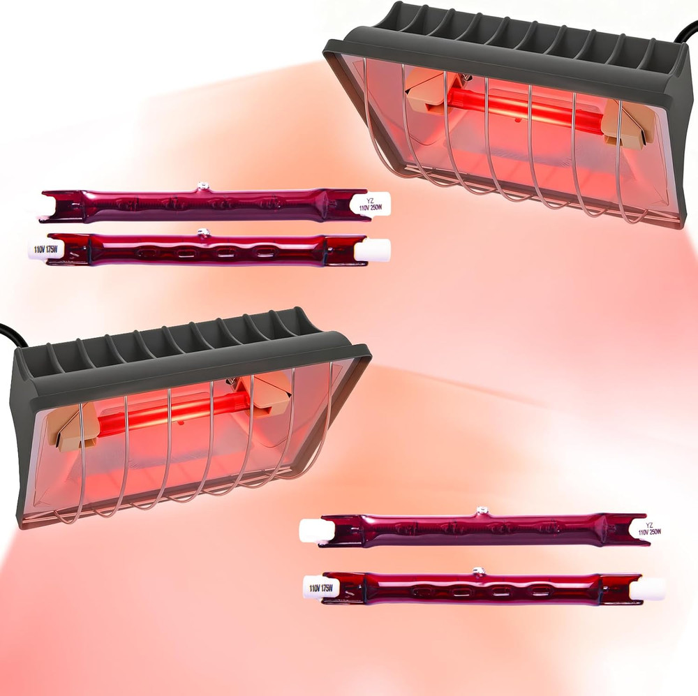 2 Pack 250W Infrared Heat Lamp for Poultry, Chicks & Small Pets