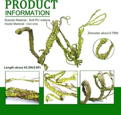 Reptile Jungle Vines Flexible Bend-A-Branch 3.6Ft Reptile Climbing Branches