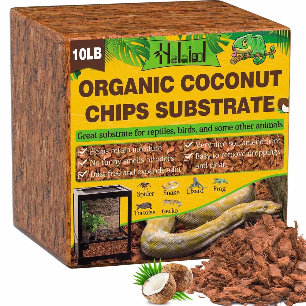 Halatool 10 LBS Coconut Husk Chips for Reptiles, 72QT Compressed Coco Chips S…