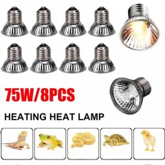 8pcs UVA+UVB 75W Reptile Heat Basking Light Bulb Lamp For Tortoise Lizard Turtle