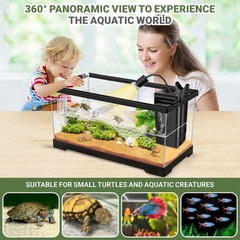 GOZILLA Aquatic Turtle Tank+Lamp+Filter Kit, Upgrade PC Turtle Tank Kit with …