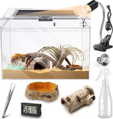 Reptile Polycarbonate Terrarium Kit 7 Piece Starter Habitat for Tarantula,Lizard
