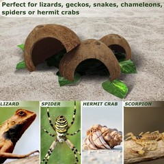 4 PCS Natural Coconut Shell Reptile Hideout Hermit Crab Gecko Lizard Habitat