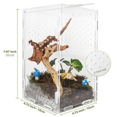 Small Transparent Acrylic Reptile Terrarium Enclosure Tank 4.7×4.7×7.8 Inch