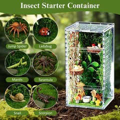 Jumping Spider Enclosure Kit, 4″ x 4″ x 8″ Escape Proof Praying Mantis Habita…