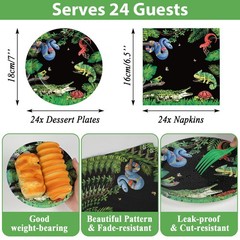 Reptile Snake Birthday Party Supplies Serves 24 Lizard Green, Brown, Black