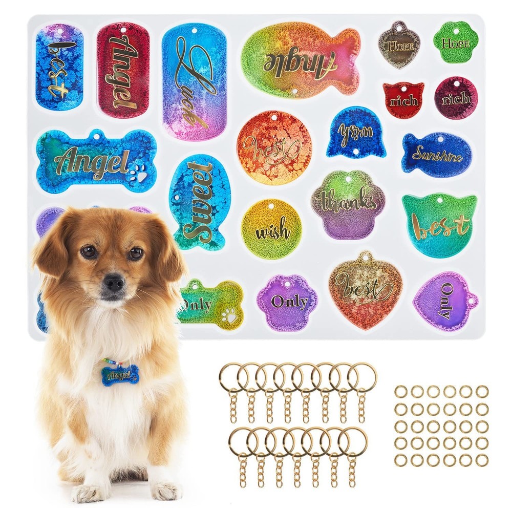 Konrisa Pet Tag Resin Molds, Silicone Molds for Resin Casting Pet Collar Tags…