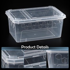 4 Pack Reptile Feeding Box Breeding Box Transparent Cage Habitat Hatching Con…