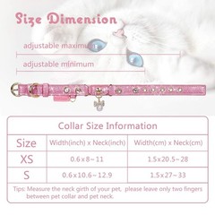 PetsHome Cat Collar, Dog Collar, [Bling Rhinestones] PU Leather Adjustable Pe…
