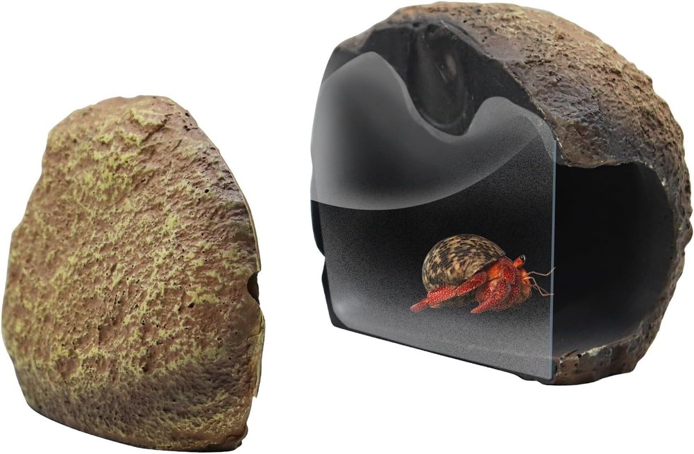 Reptile Tank Accessories – Resin Magnetic Rock Hideout Hermit Crabs & Small