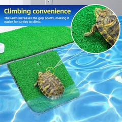 Turtle Basking Platform with Artificial Grass & Adjustable Ramp Non-Slip Large D