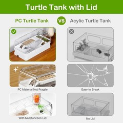Turtle Tank Kit W/ Lid,Aquatic Habitat Red Eared Slider Cage Small Tortoise