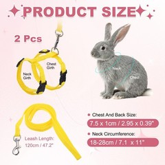 2Pcs Rabbit Harness and Leash Small Animal Harness Yellow