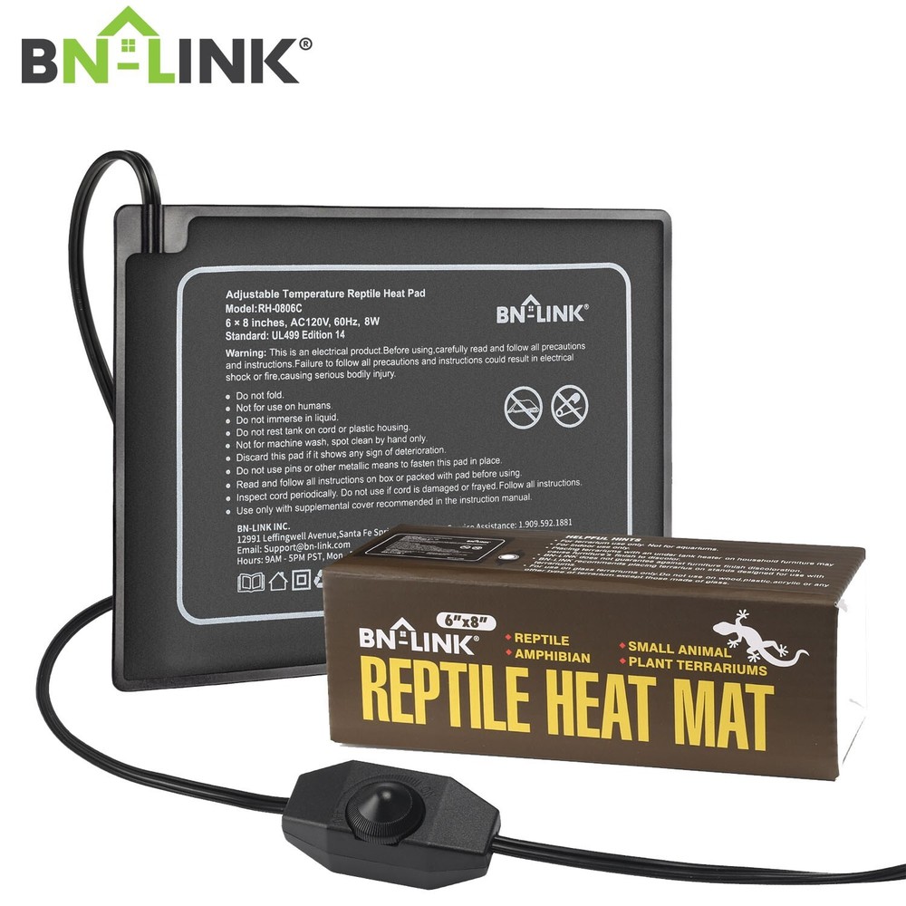 BN-LINK Reptile Heating Pad Temperature Under Tank Heater 6″ X 8″ adjustable