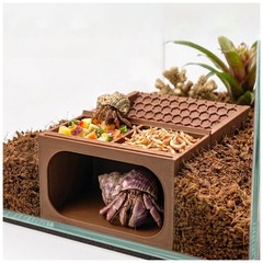 Hermit Crab Tank Accessories 2in1 Cave Habitat Climbing Tunnel Dual Bowl Toy