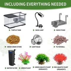(Tank + Light + Filter + Filter Balls) Turtle Tank Kit, Turtle Tank Starter Kit,