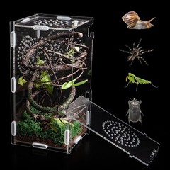 Compact 8” Acrylic Insect Habitat with Front Opening Door & Locking Feature
