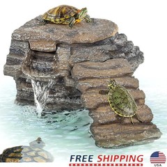 Turtle Tank Filter W/ Basking Platform Three Layer Filtration Waterfall Decor US