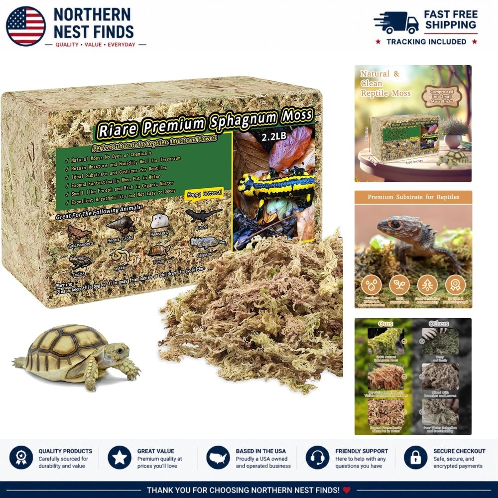 2.2LB Sphagnum Moss – Ideal Natural Bedding for Reptiles and Amphibians