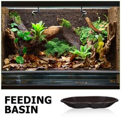 Turtle Habitat Accessories Frog Water Dish Reptile Bathing Pool Terrarium Bowl