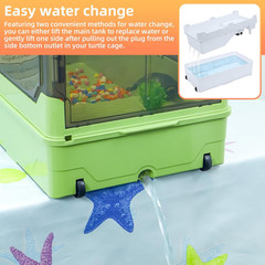 Large Turtle Habitat Kit with Heat Lamp, Filter & Pump(Green, Large) | Includes